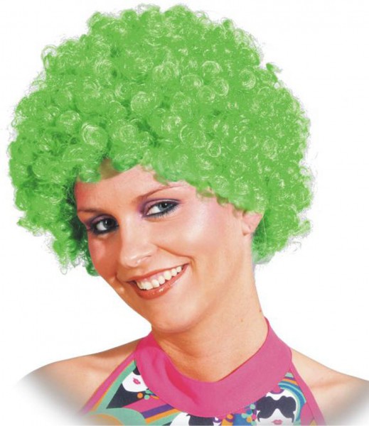 Neon green power curls wig