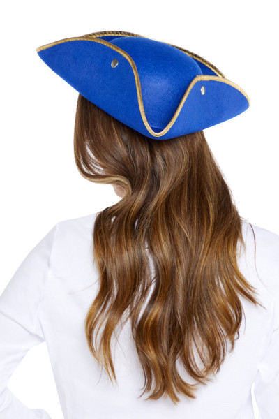 Pirate hat for adults blue-gold