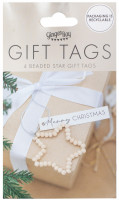 Preview: 4 wooden star gift tags