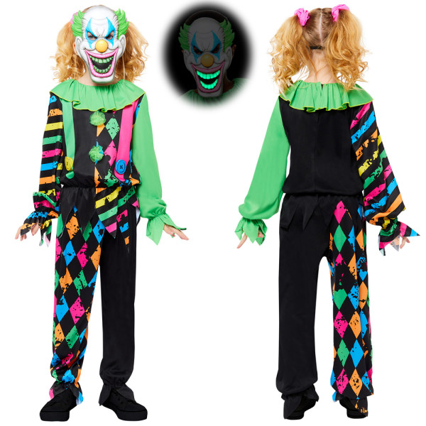 Neon Horror Clown Kinderkostüm