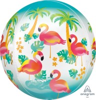 Förhandsgranskning: Rund folieballong Let&#039;s Flamingle 38 x 40cm