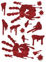 Widok: Naklejka - Krwawe, brokatowe dłonie