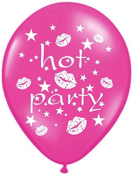 6 latex balloons Hot Party pink 30cm