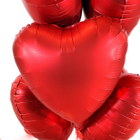 Vorschau: 5 Heliumballons in der Box matte Red Hearts