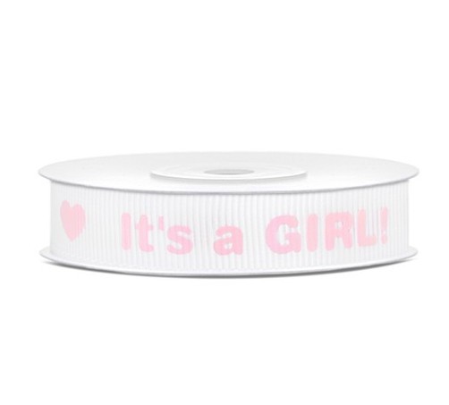 Gift Ribbon Its A Girl Pink Ribbed 10m