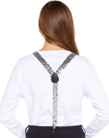Preview: Sequin suspenders silver for adults