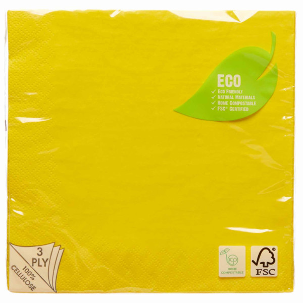 20 servilletas ecológicas amarillo sol 33cm