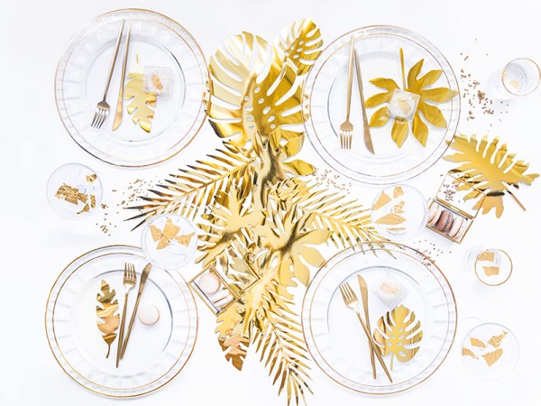 21 hojas de palmera doradas de decoración
