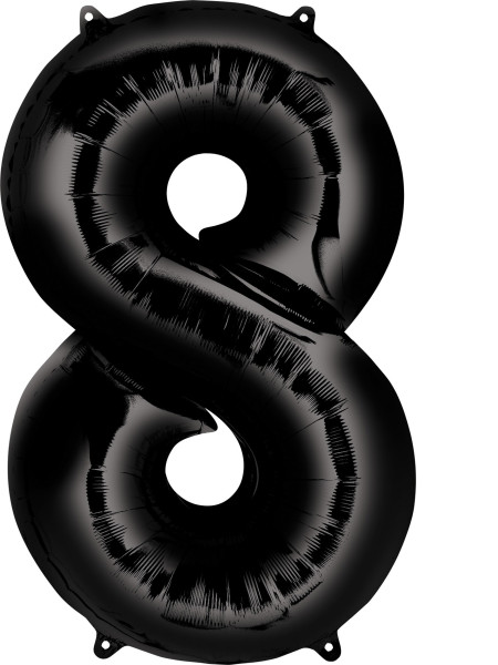 Zahlen Folienballon 8 schwarz 86cm