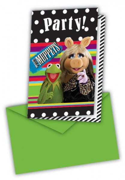 6 tarjetas de invitación Muppets Kermit y sus amigos 9x14cm