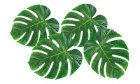 4 green Hawaii palm leaves