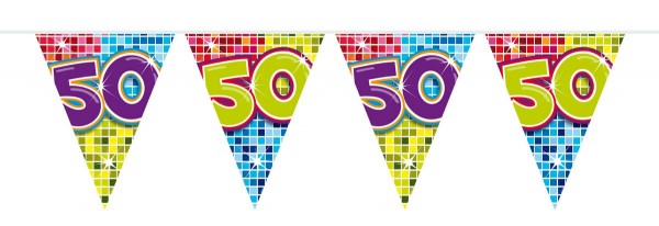Groovy 50 cumpleaños banderín cadena 3m