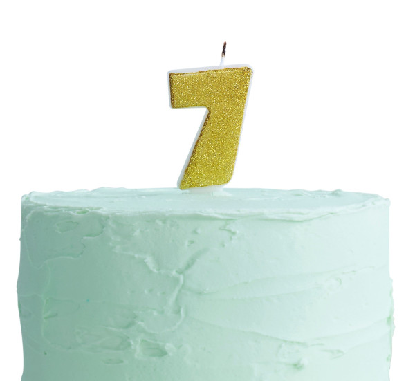 Golden Mix & Match number 7 cake candle 6cm