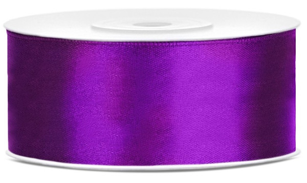 25m satin ribbon purple 25mm wide