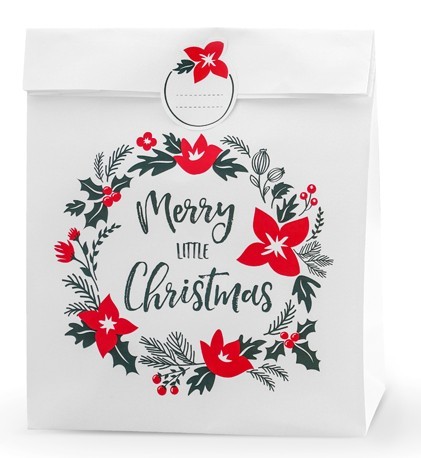 3 sacchetti regalo ghirlanda di Natale bianchi 3