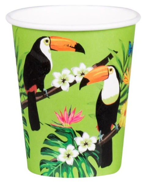 10 Tropical Toucan paper cups 210ml