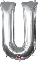 Foil balloon letter U silver 83cm