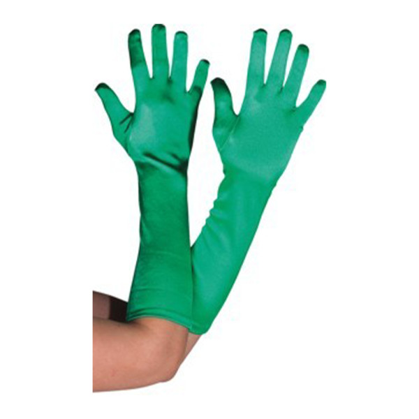 Rękawiczki satynowe zielone 40cm