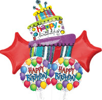 Vorschau: 5 Folienballons Geburtstags-Torte