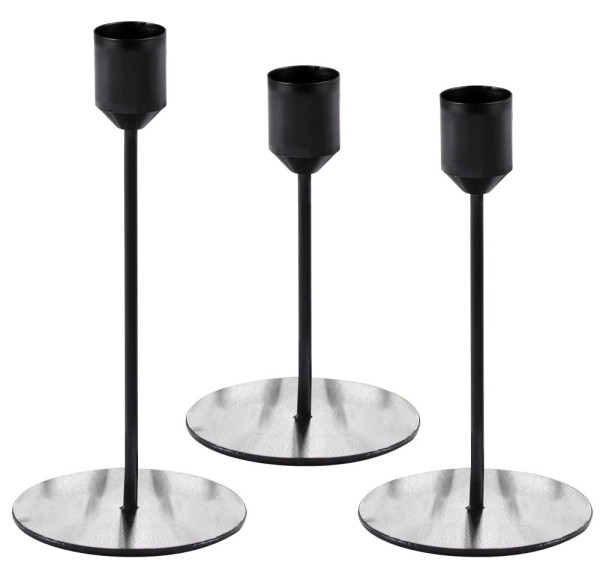 3 Scandi candle holders in matt black