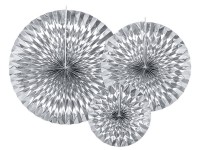 3 silver metallic paper rosettes