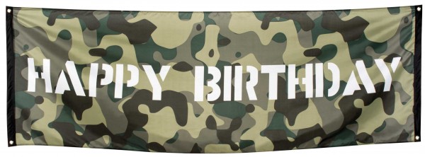 Bannière de joyeux anniversaire en motif camouflage