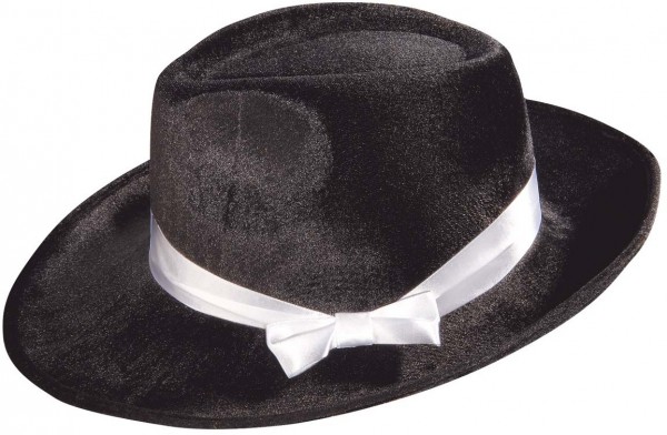 Sombrero de gángster mafia blanco y negro