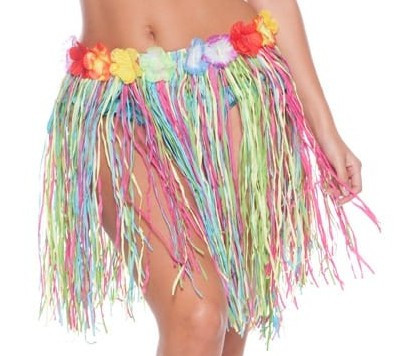 Hawajska spódnica w kolorowe frędzle 45cm
