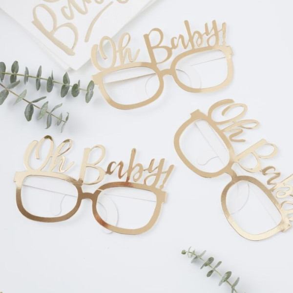 8 gold Oh Baby party glasses