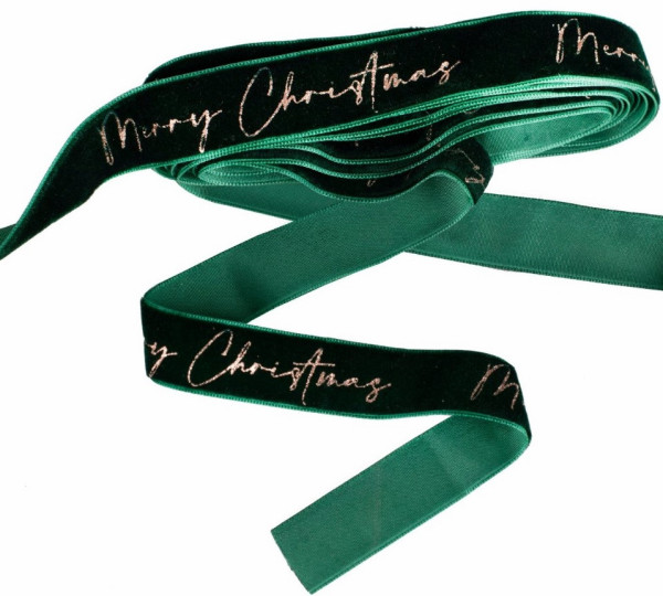 Ruban cadeau vert Merry Christmas 6m
