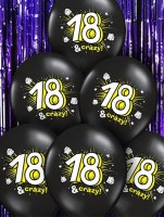 Preview: 6 black and yellow balloons 18 &amp; Crazy