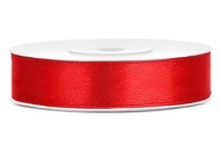 25m satynowa wstążka prezentowa czerwona o szerokości 12mm