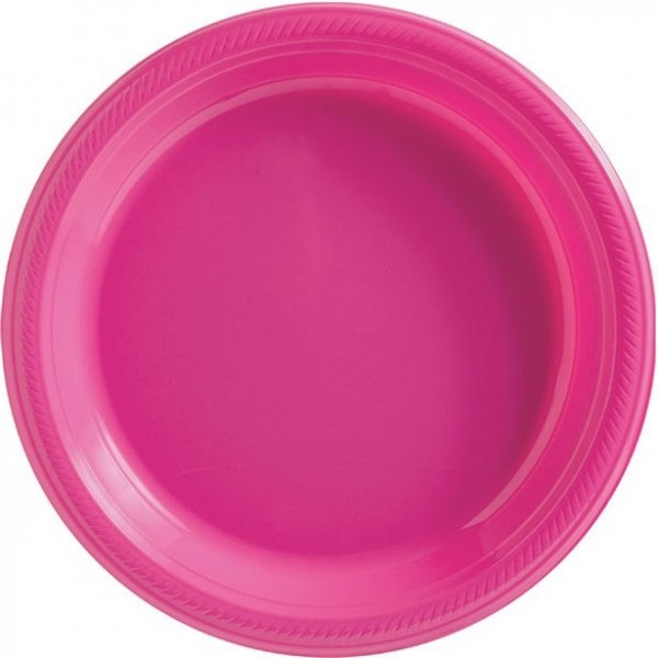 50 grandes assiettes en plastique rose de haute qualité 26cm