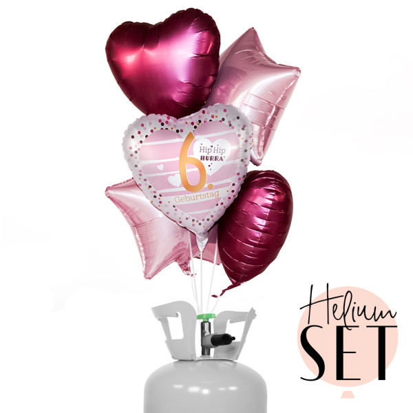 Pretty in Pink - Six Ballonbouquet-Set mit Heliumbehälter