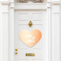 Deur decoratie hart Mr & Mrs goud