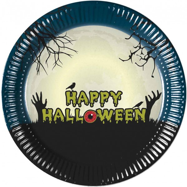 8 Halloween Scary Moon Pappteller 23cm
