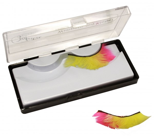 Elegant feather eyelashes pink yellow 4