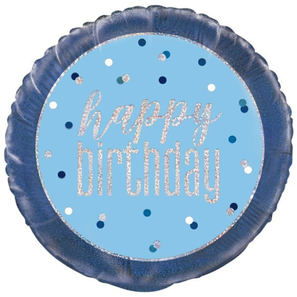 Mousserende blå fødselsdag folie ballon 46cm
