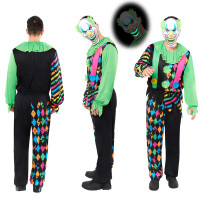 Anteprima: Costume da clown neon horror da uomo