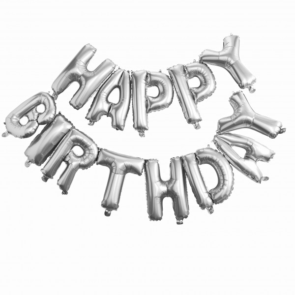 Silberner Mix & Match Happy Birthday Folienballon