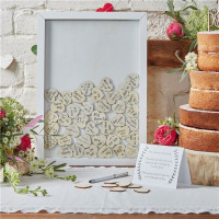 Boho Chic Fiesta guest book with wooden frame and 70 hearts