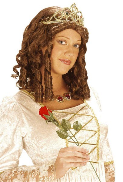 Baroque medieval wig with diadem