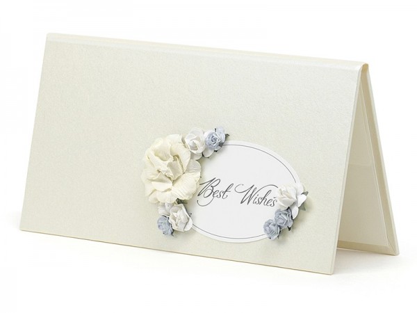 Geldkarte Best Wishes mit hellblauen Blumen 2
