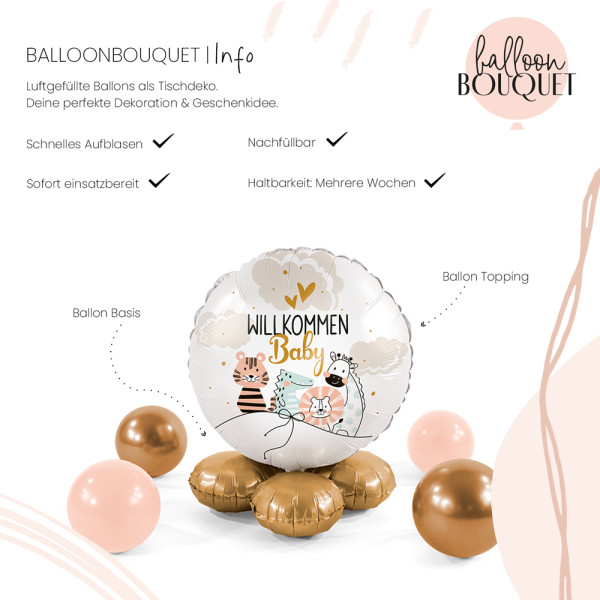 Stehendes Ballon Bouquet-Set - Willkommen Baby 4