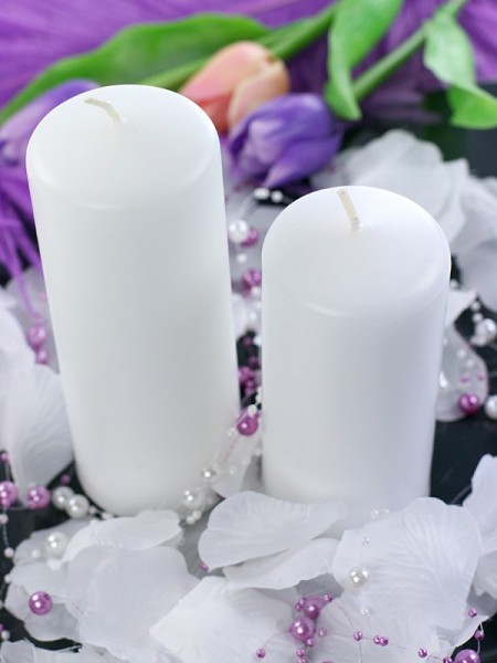 6 pillar candles Rio white 15cm 2