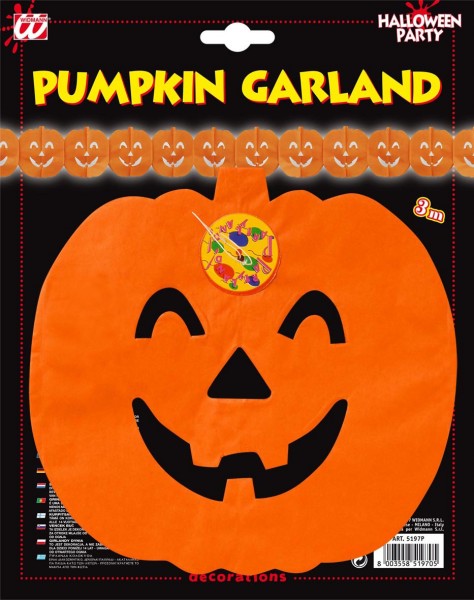Leende pumpa Garland Halloween 3m