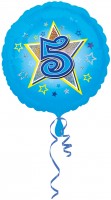 Foil balloon number 5 in light blue