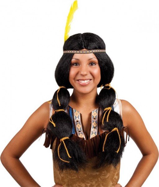 Peluca de indio Wanaroka con pluma amarilla