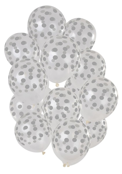 15 globos de látex con lunares plateados