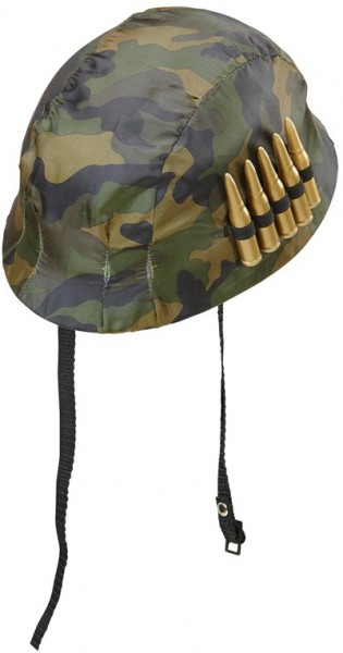 Soldiers camouflage helmet with ammunition 2